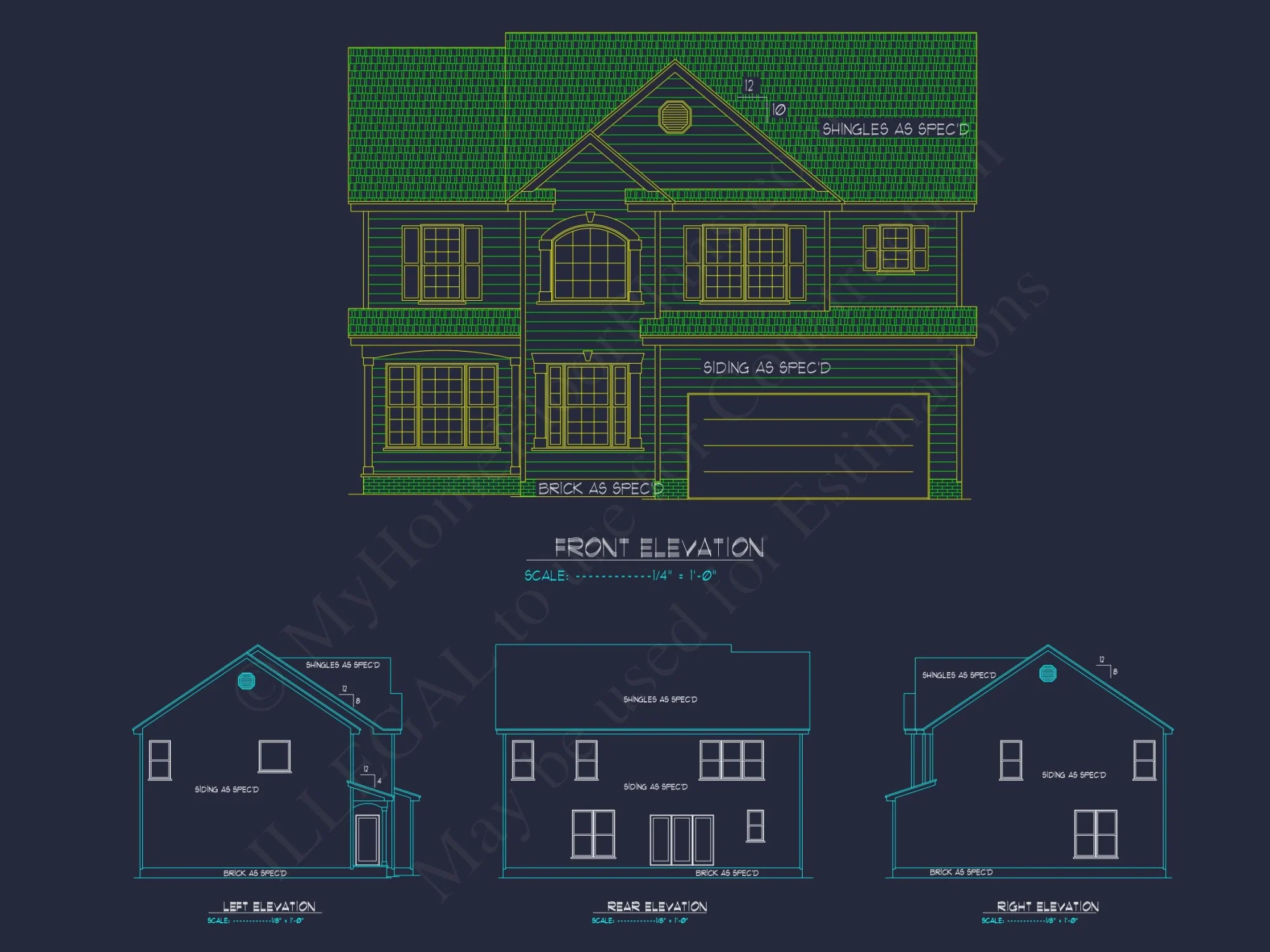 Customizable house Plan with 2-Story Design and CAD Blueprint