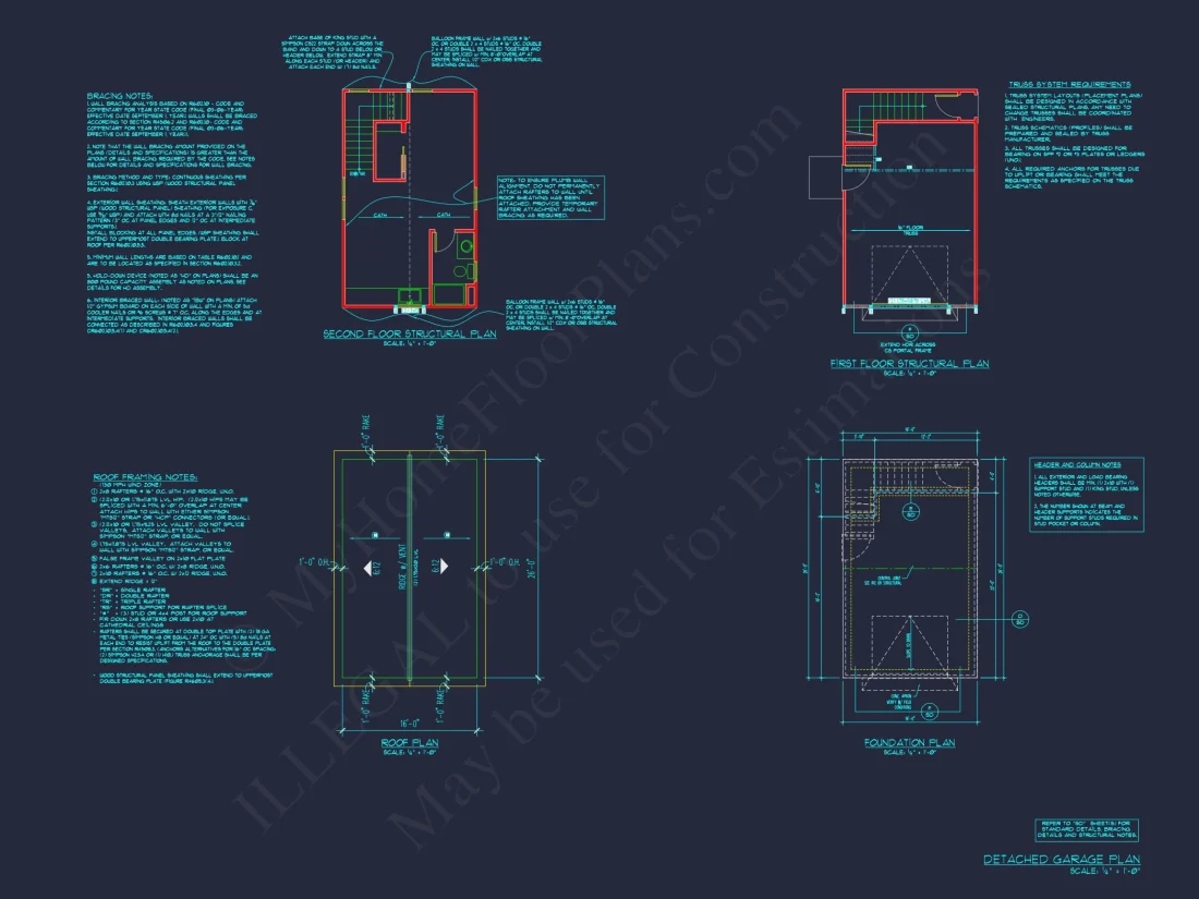 Colonial Two-Story house Plan with Detached Garage and CAD Design