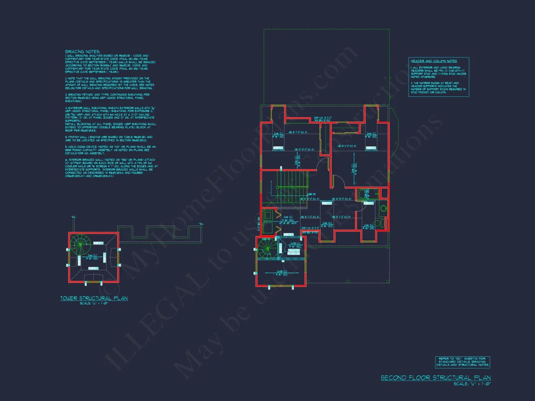 Colonial Two-Story house Plan with Detached Garage and CAD Design