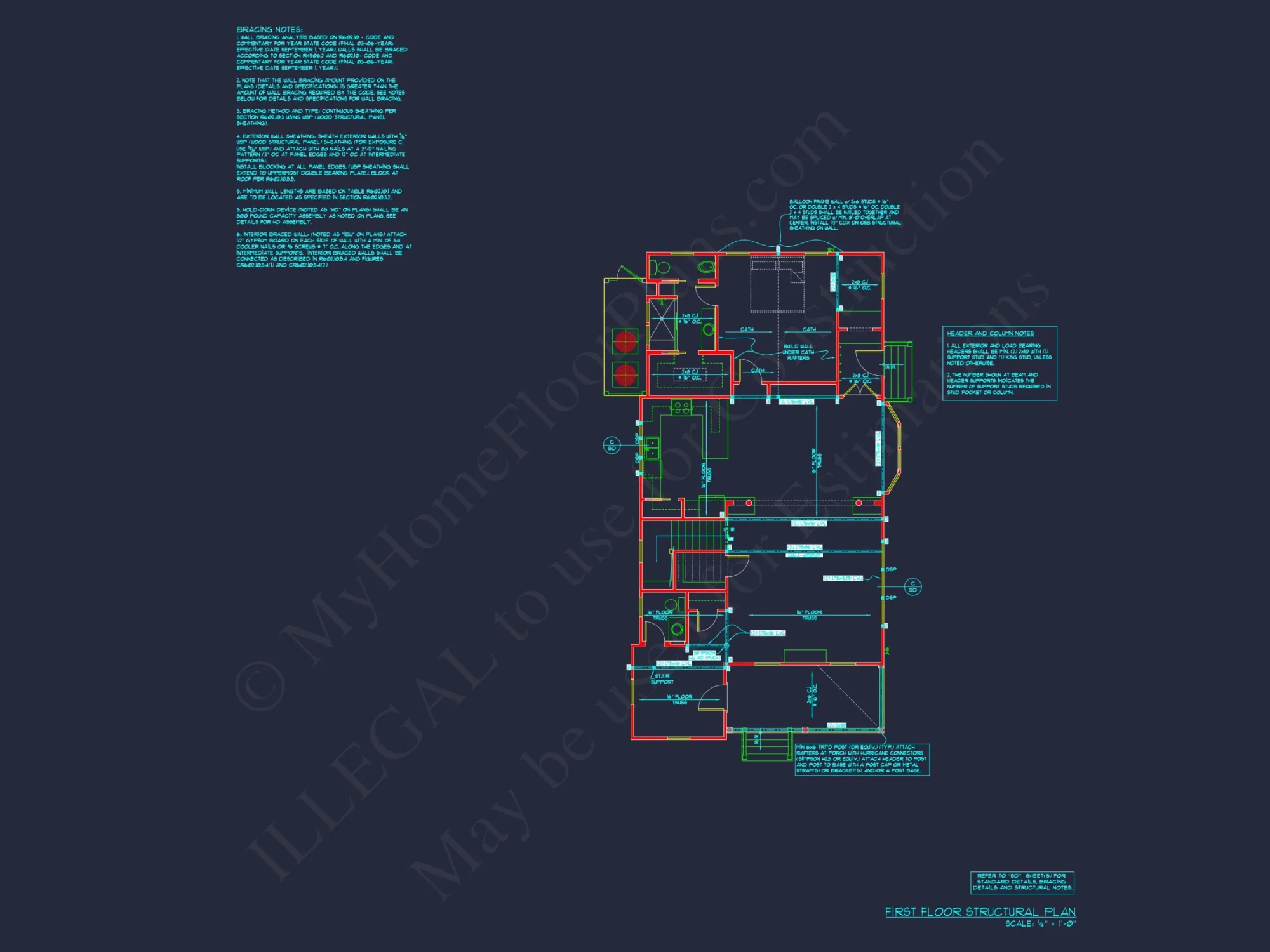 Colonial Two-Story house Plan with Detached Garage and CAD Design