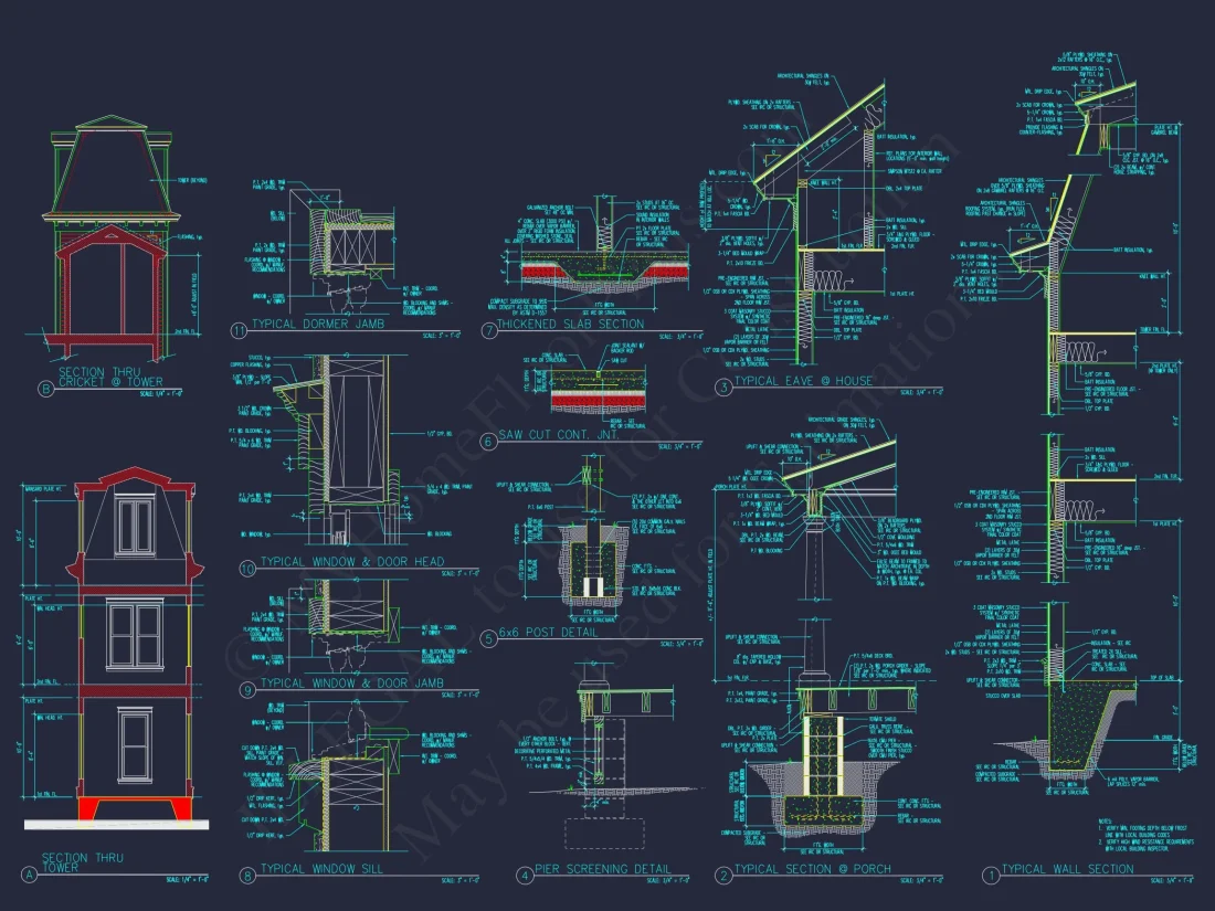 Colonial Two-Story house Plan with Detached Garage and CAD Design