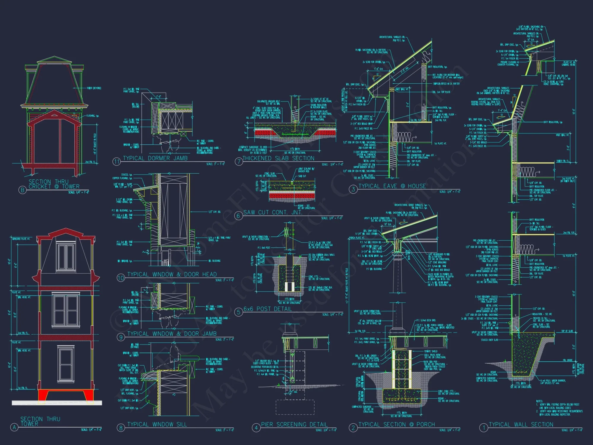 Colonial Two-Story house Plan with Detached Garage and CAD Design