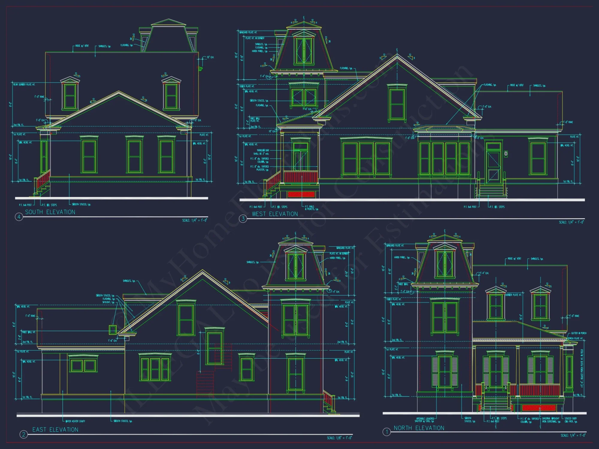 Colonial Two-Story house Plan with Detached Garage and CAD Design
