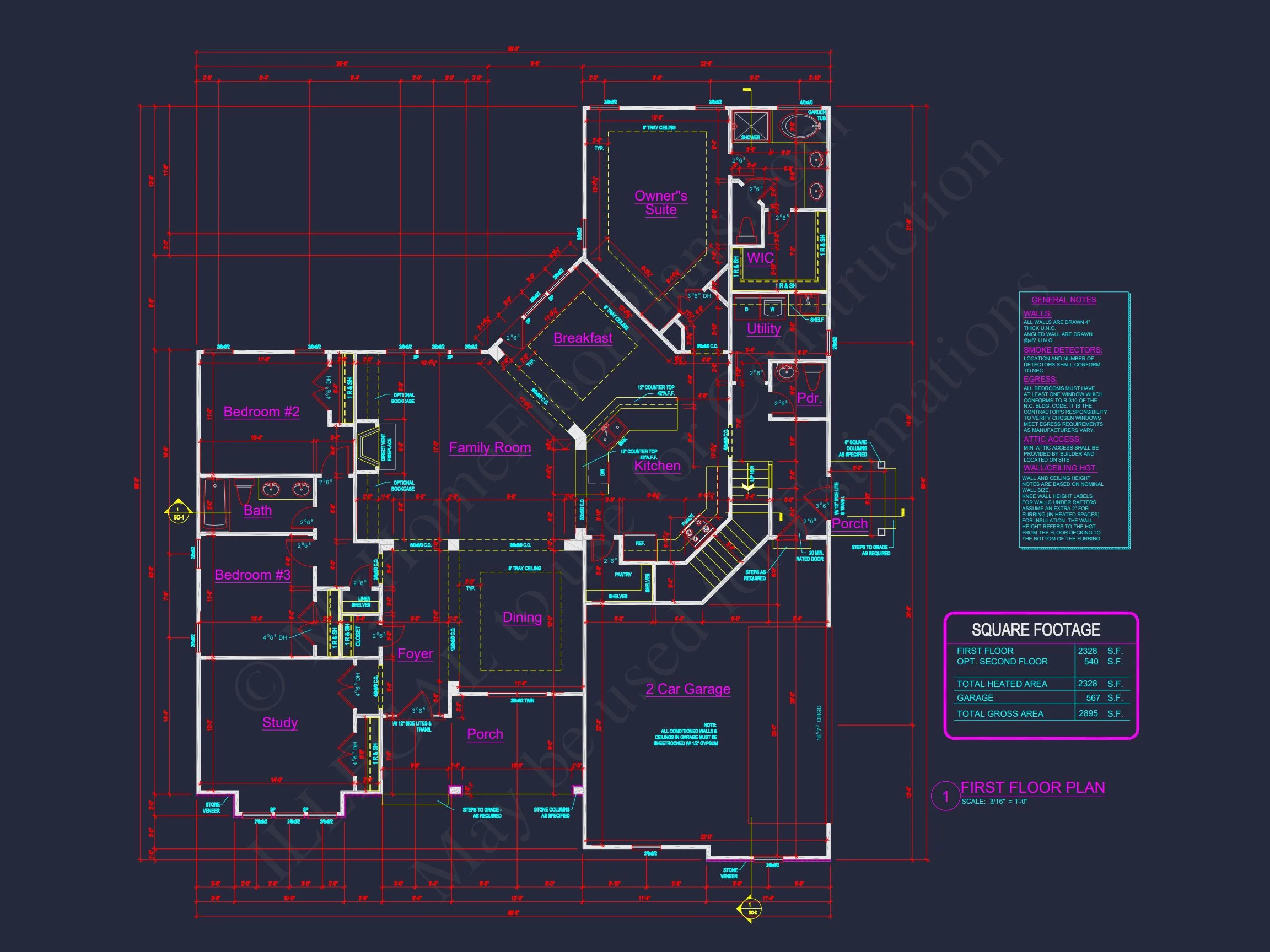 Traditional Craftsman house Plan with Detailed Floor Blueprint