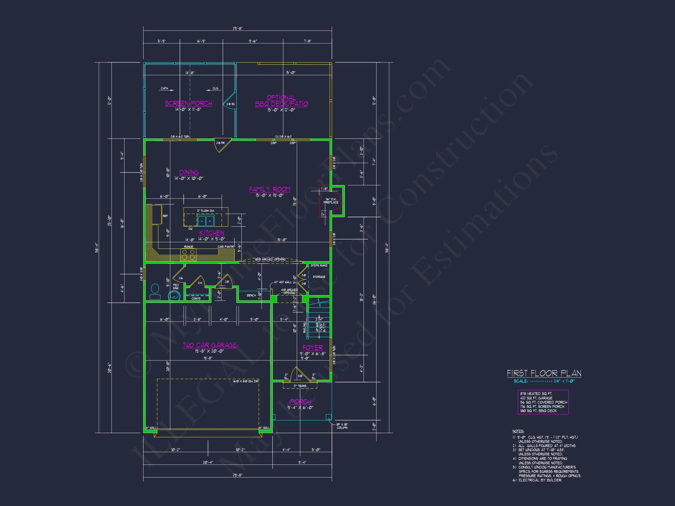 Craftsman house Floor Plan: CAD Blueprint for Modern Designs