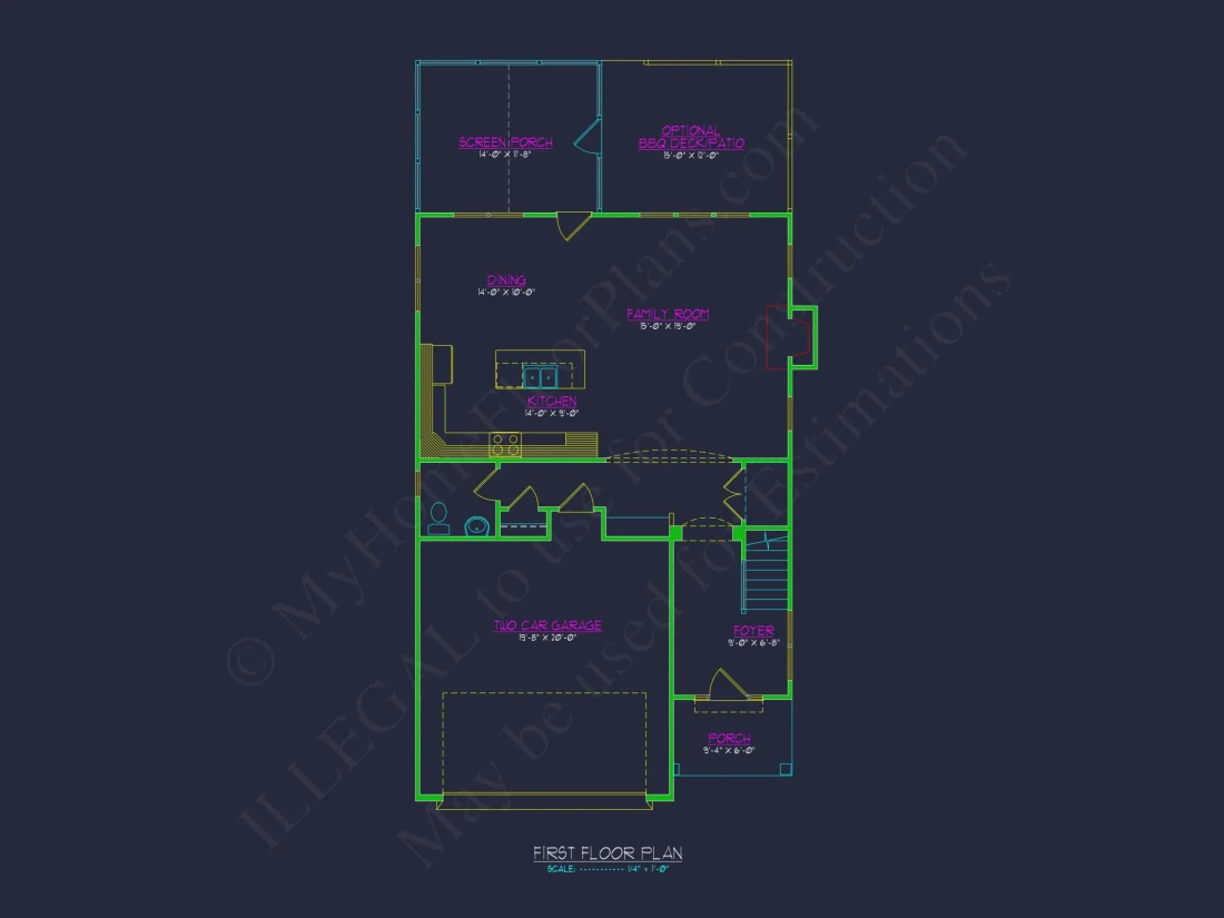 Craftsman house Floor Plan: CAD Blueprint for Modern Designs