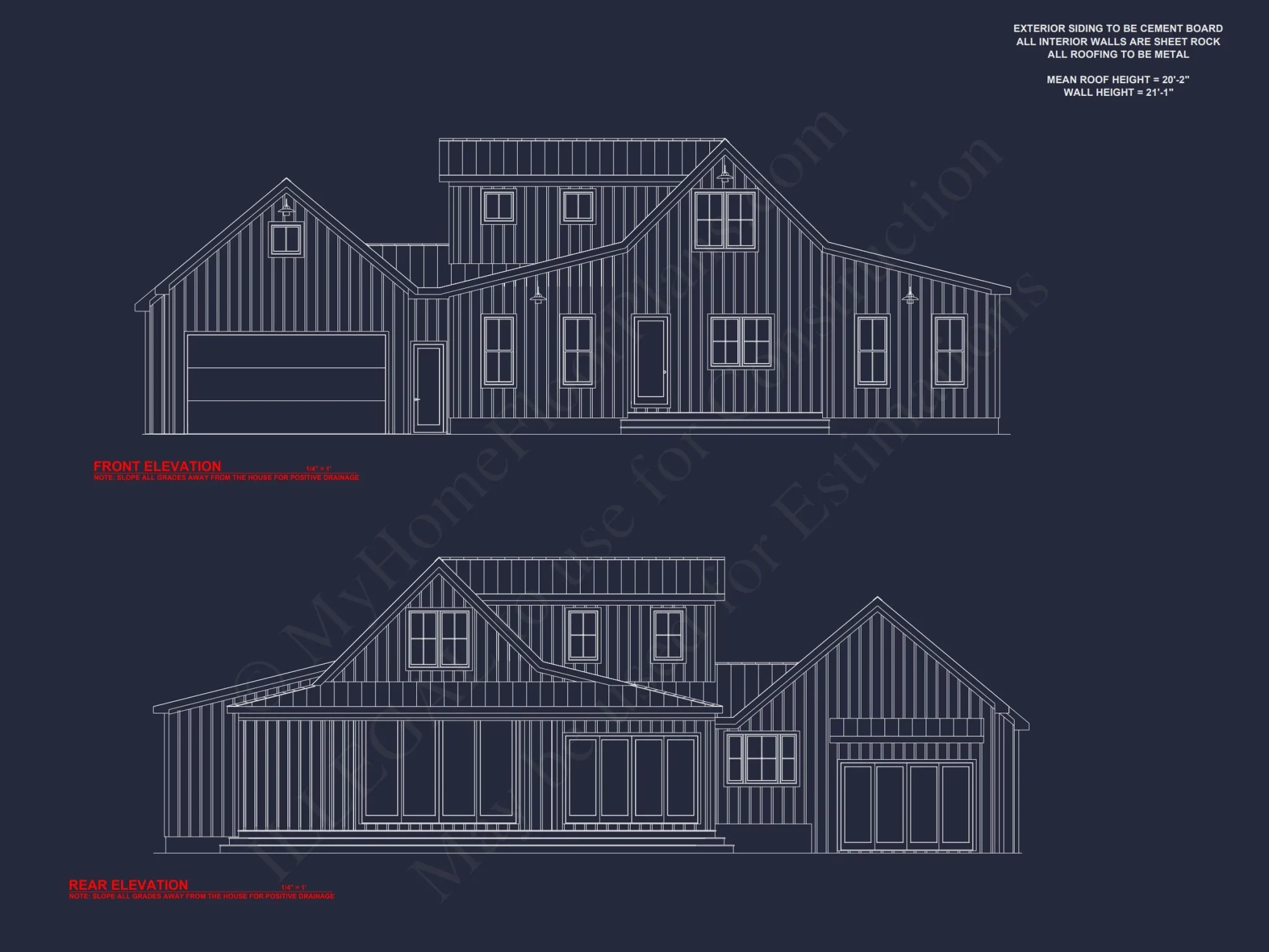 Modern Barn Style house Plan with 3 Bedrooms, 2.5 Bath, CAD Designs
