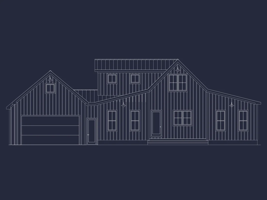 Modern Barn Style house Plan with 3 Bedrooms, 2.5 Bath, CAD Designs