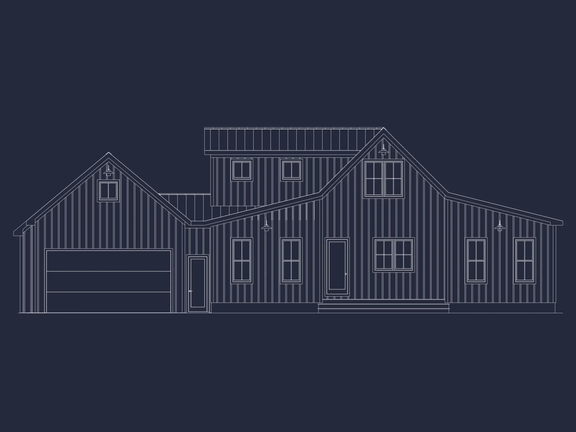 Modern Barn Style house Plan with 3 Bedrooms, 2.5 Bath, CAD Designs