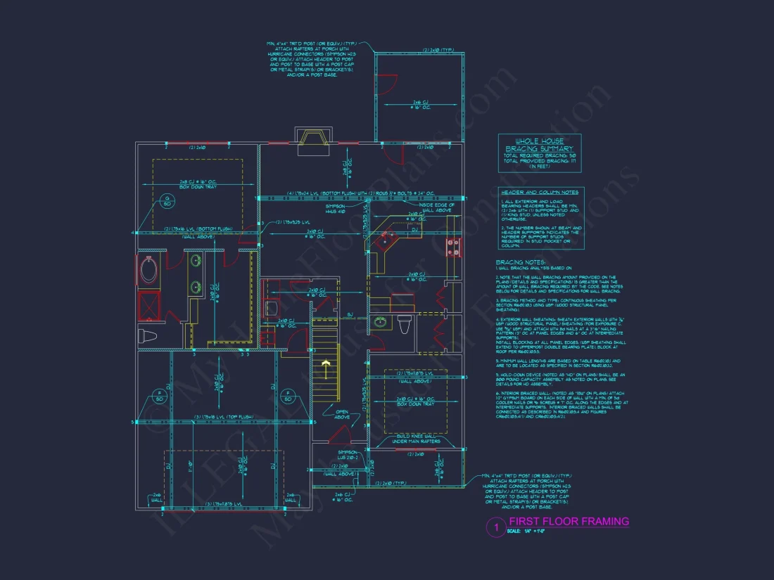 Craftsman house Plan: 1.5 Story Floor Design with CAD Blueprint