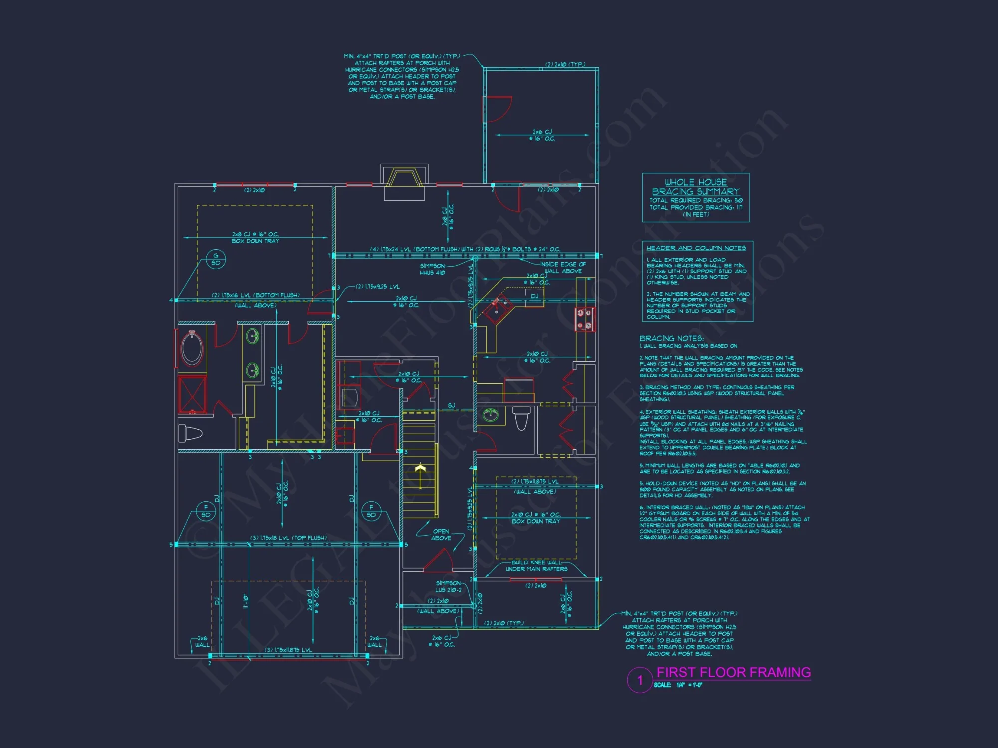 Craftsman house Plan: 1.5 Story Floor Design with CAD Blueprint