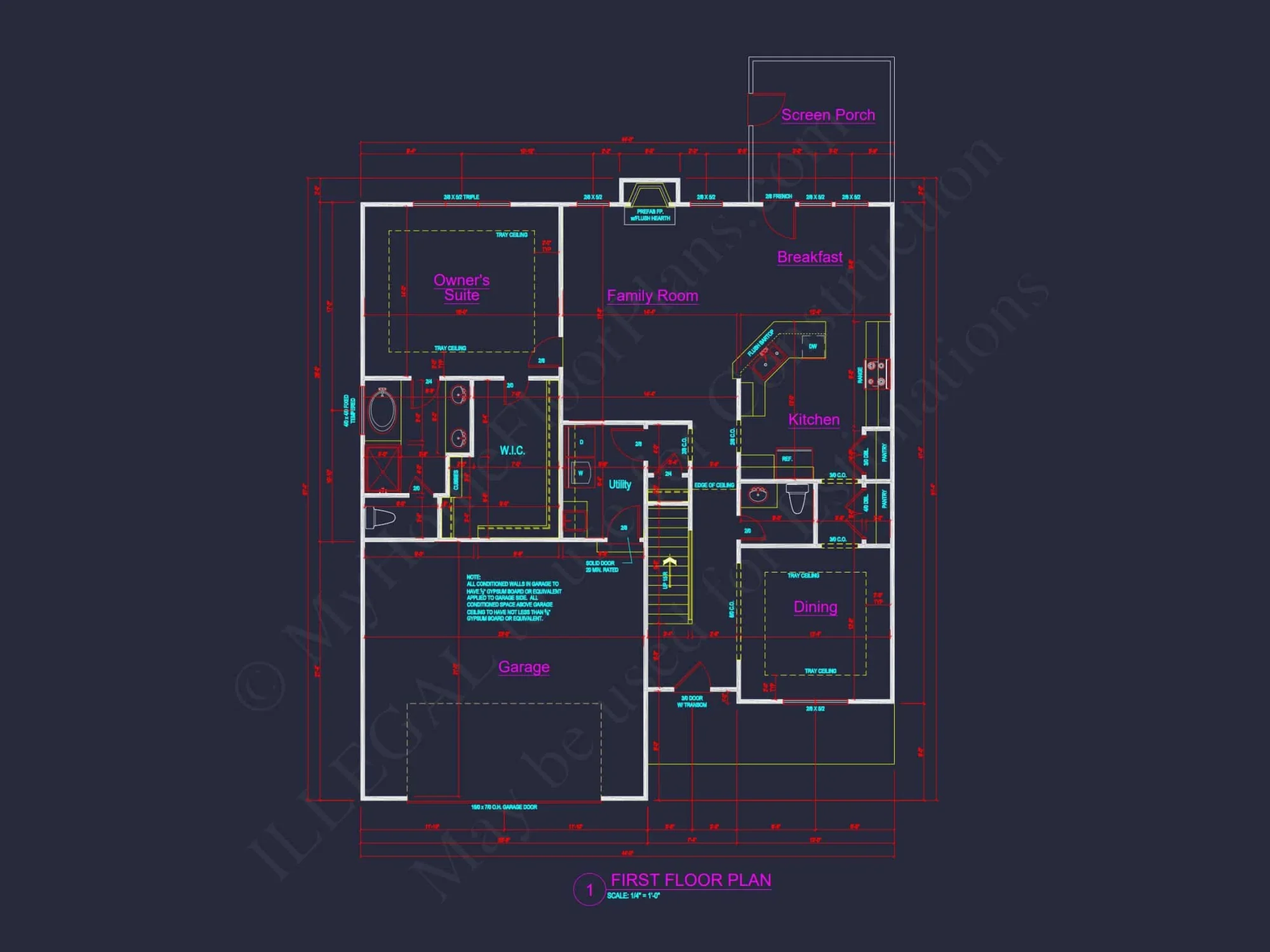 Craftsman house Plan: 1.5 Story Floor Design with CAD Blueprint