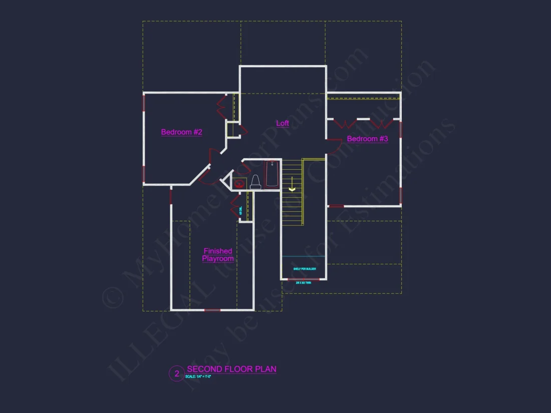 Craftsman house Plan: 1.5 Story Floor Design with CAD Blueprint