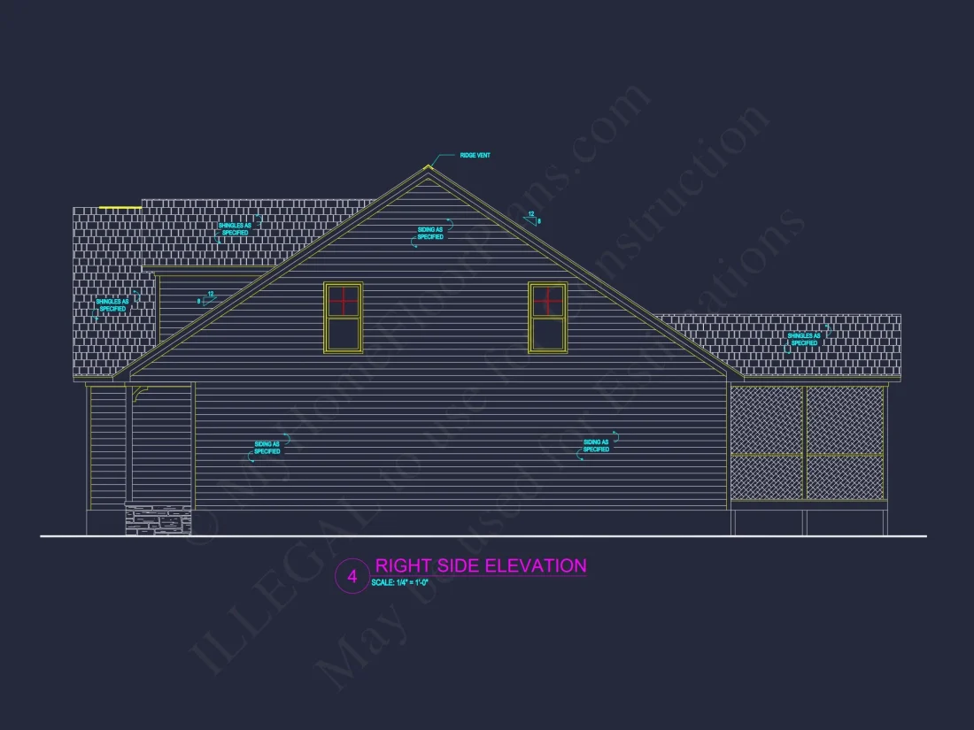 Craftsman house Plan: 1.5 Story Floor Design with CAD Blueprint