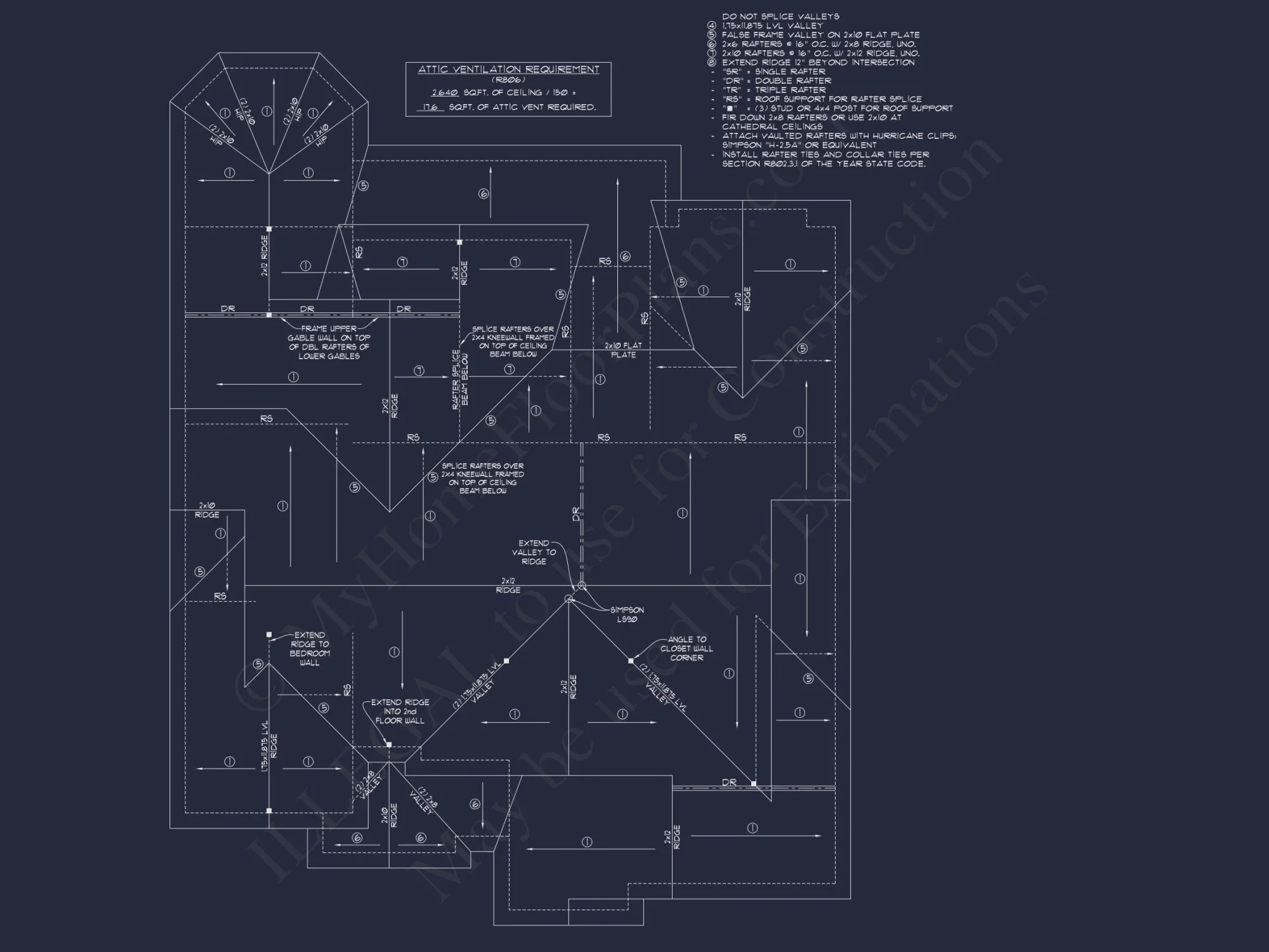 Spacious 2-Story house Floor Plan with 4 Bedrooms and CAD Design
