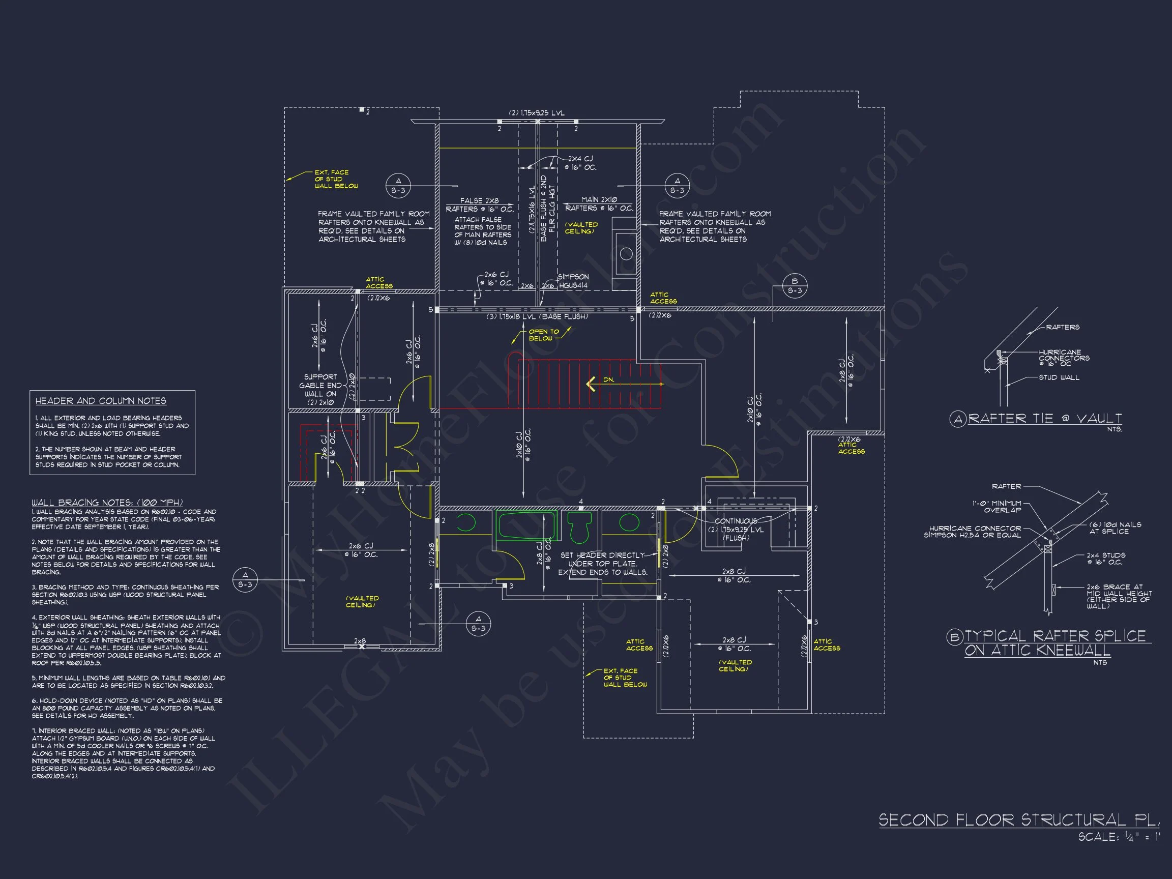 Spacious 2-Story house Floor Plan with 4 Bedrooms and CAD Design