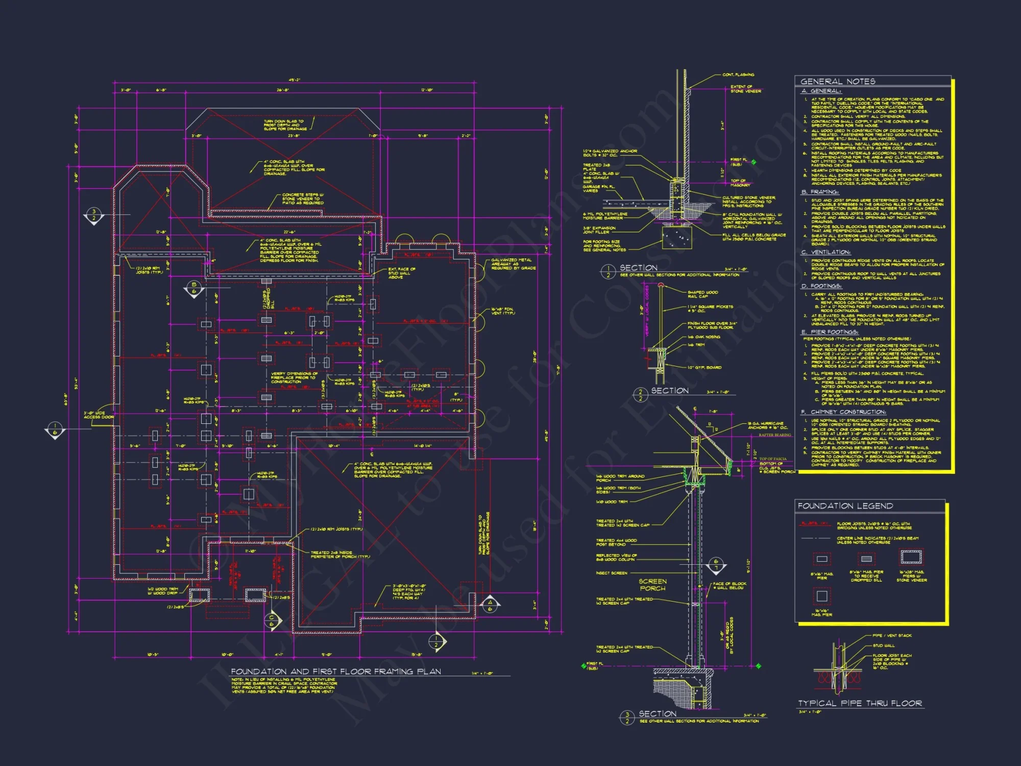 Spacious 2-Story house Floor Plan with 4 Bedrooms and CAD Design