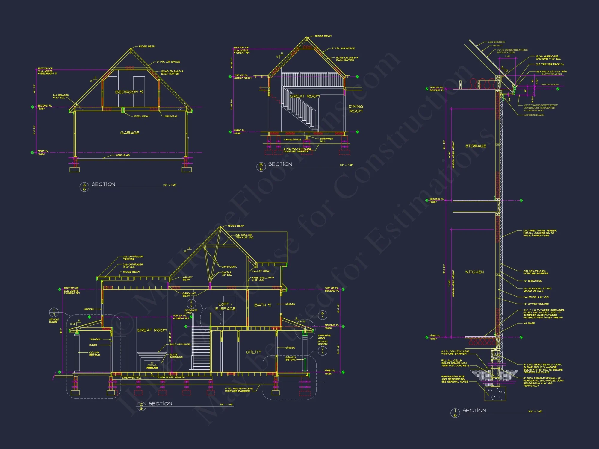Spacious 2-Story house Floor Plan with 4 Bedrooms and CAD Design