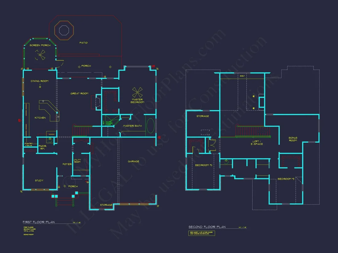 Spacious 2-Story house Floor Plan with 4 Bedrooms and CAD Design