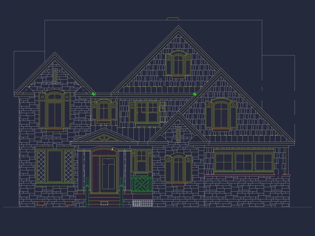 Spacious 2-Story house Floor Plan with 4 Bedrooms and CAD Design
