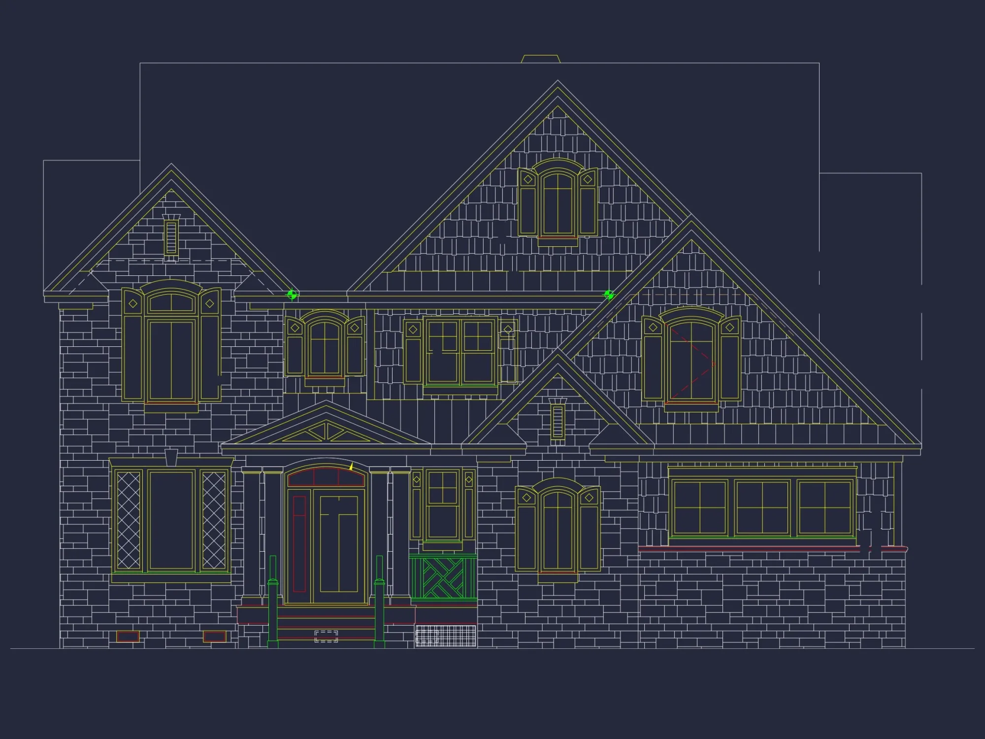 Spacious 2-Story house Floor Plan with 4 Bedrooms and CAD Design
