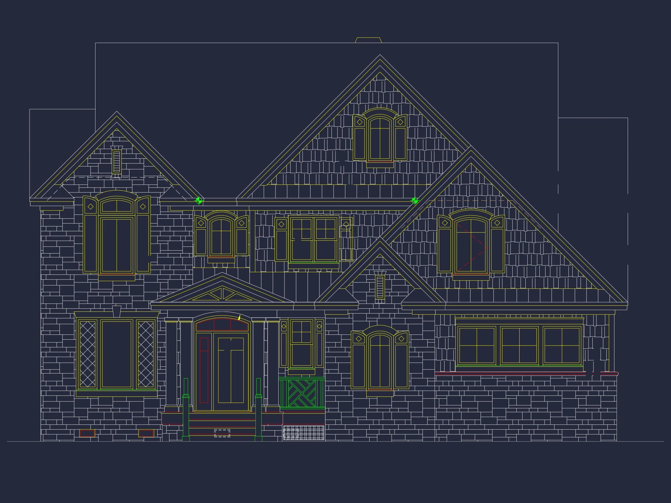 Spacious 2-Story house Floor Plan with 4 Bedrooms and CAD Design