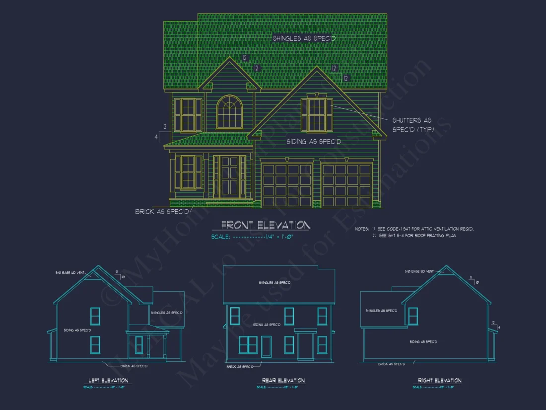 Classic Two-Story house Plan with CAD Designs and Blueprints