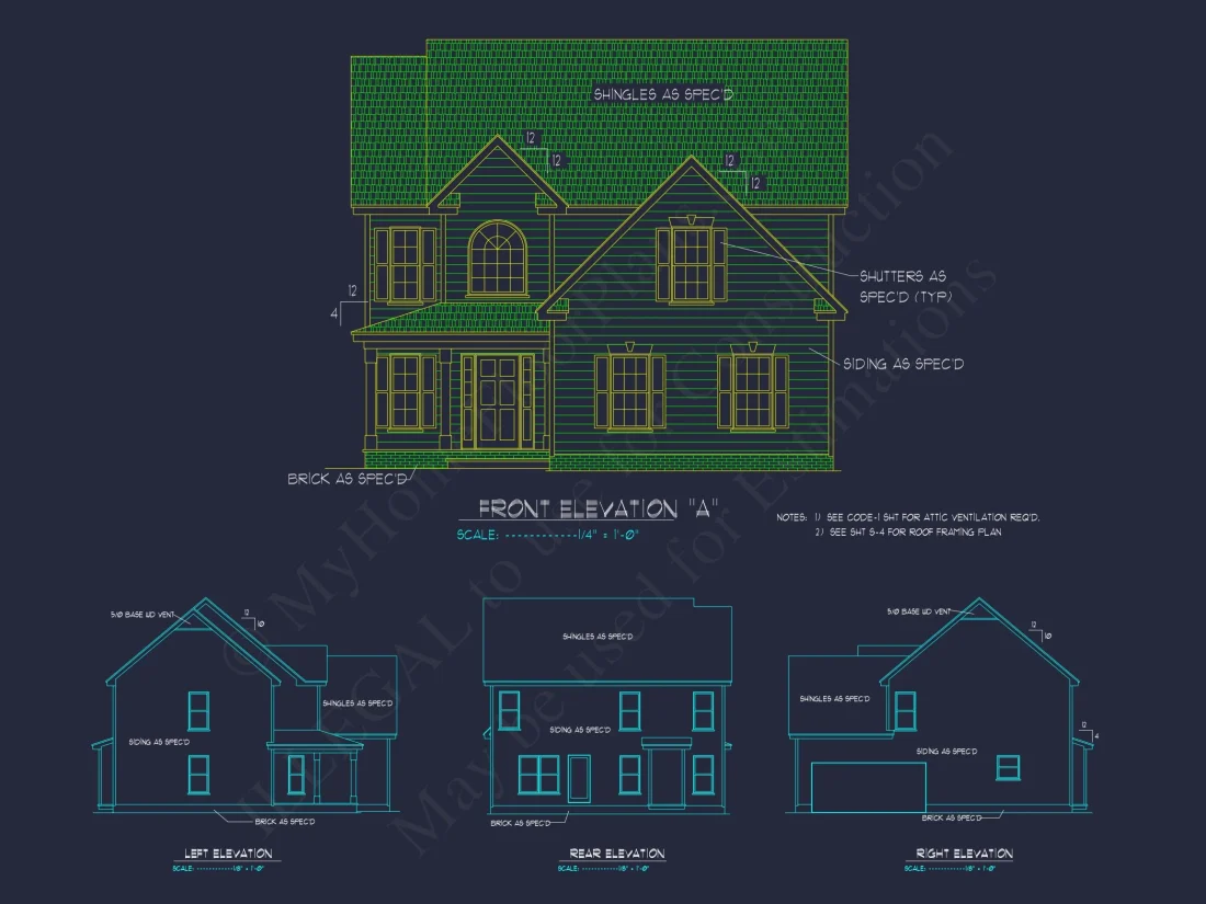 Classic Two-Story house Plan with CAD Designs and Blueprints
