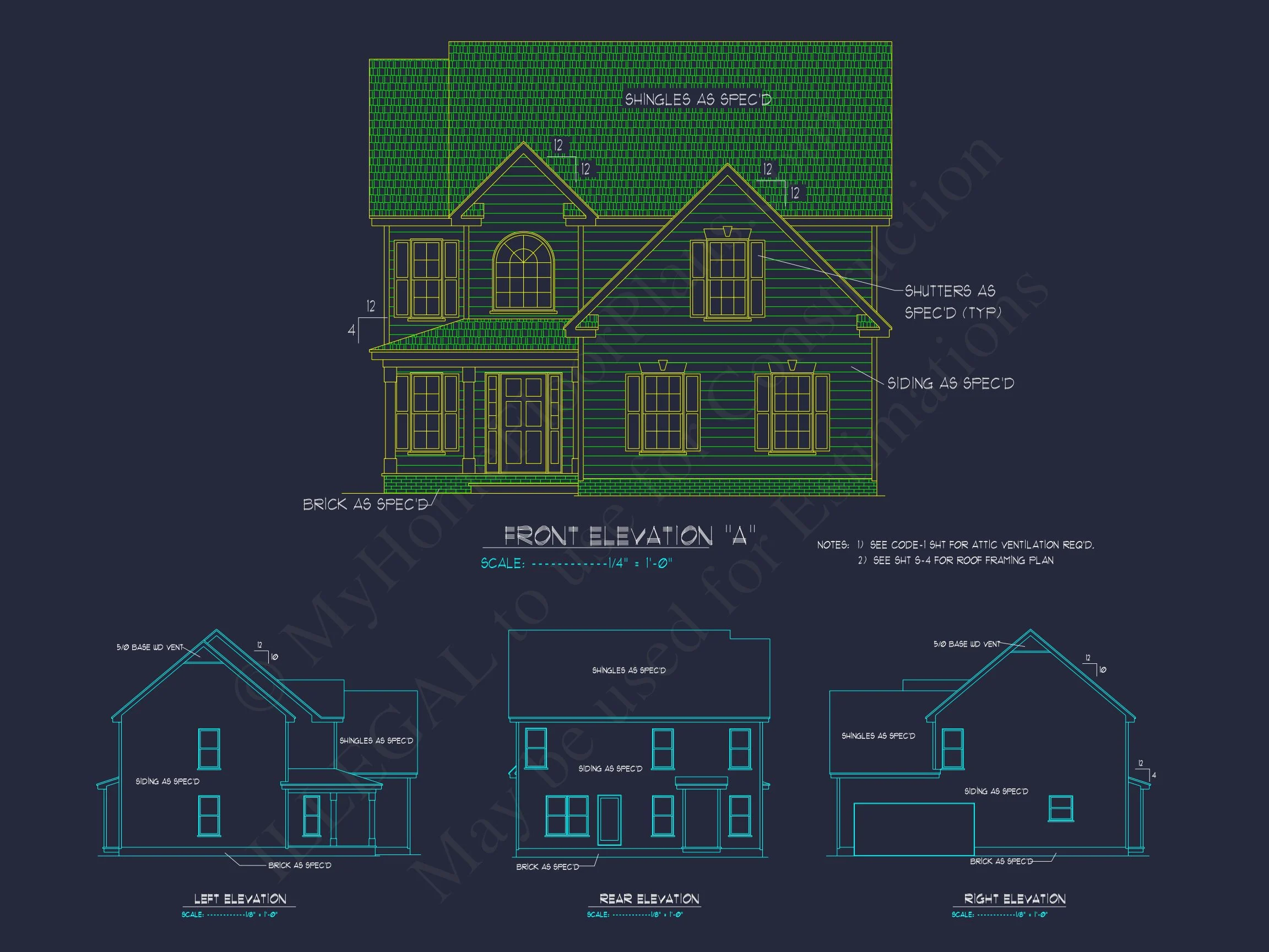 15-1905 HOUSE PLAN - Traditional Colonial Home Plan - 3-Bed, 2-Bath, 1,526 SF 4 Classic Two-Story house Plan with CAD Designs and Blueprints