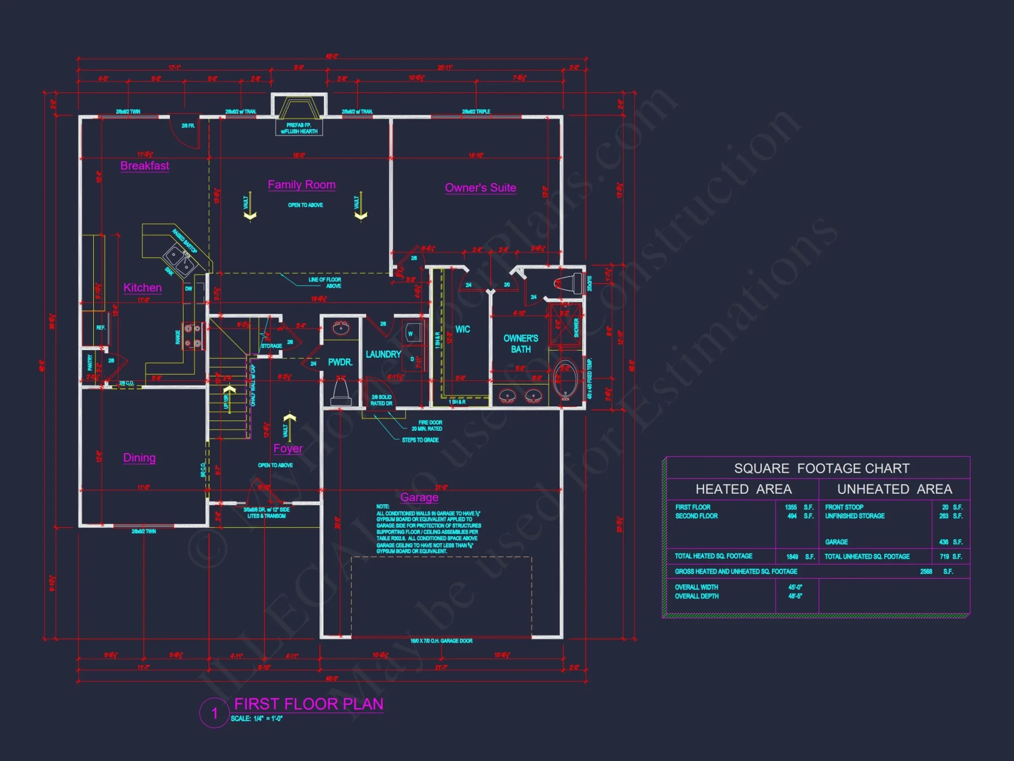 Craftsman house Floor Plan with CAD & Blueprint Designs