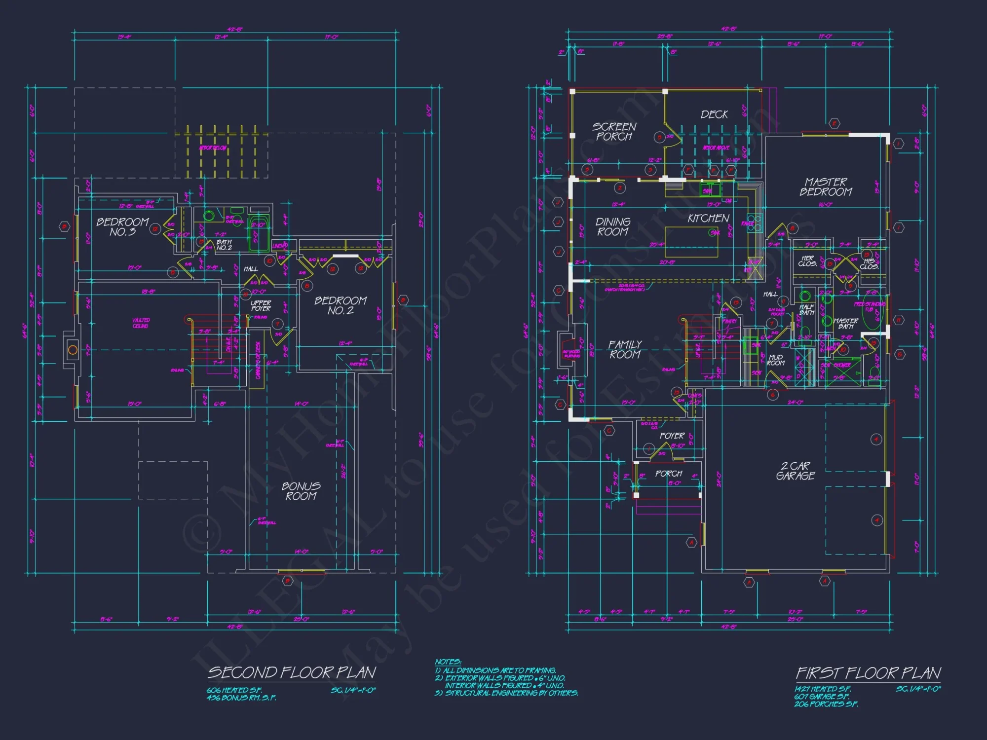 "Architectural rendering of a custom house with detailed floor plans"