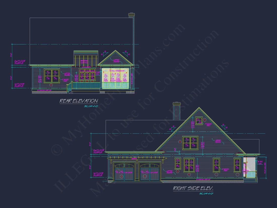 "Architectural drawing of a custom house plan with detailed floor plans"