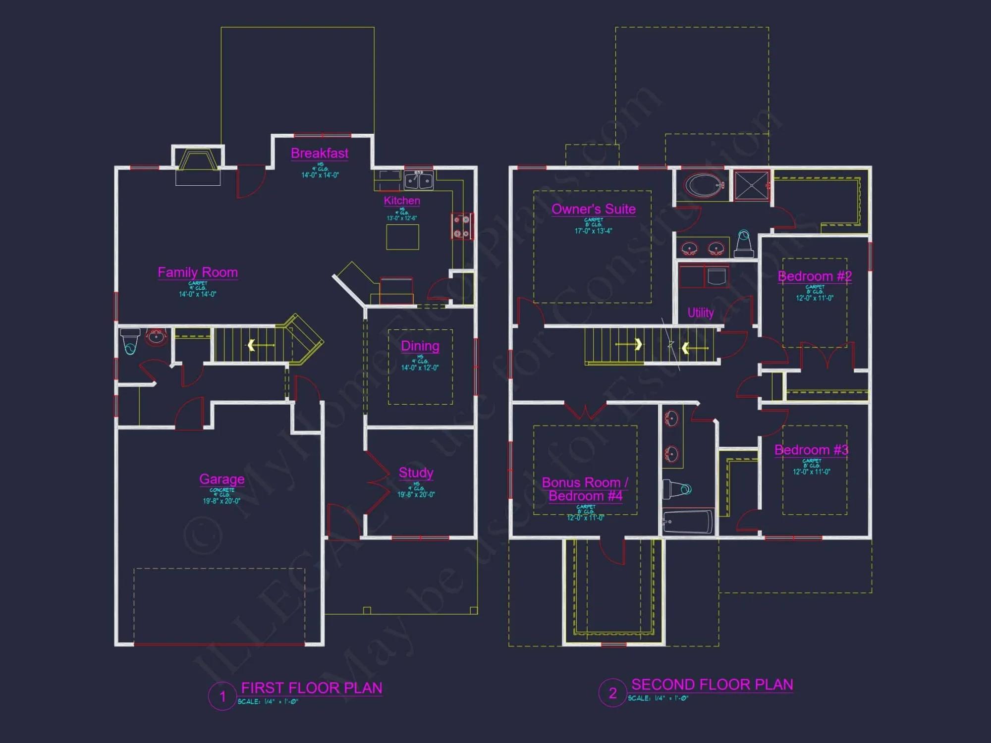 Craftsman house Plan: 2-Story Floor Plan with 4 Beds & CAD Designs