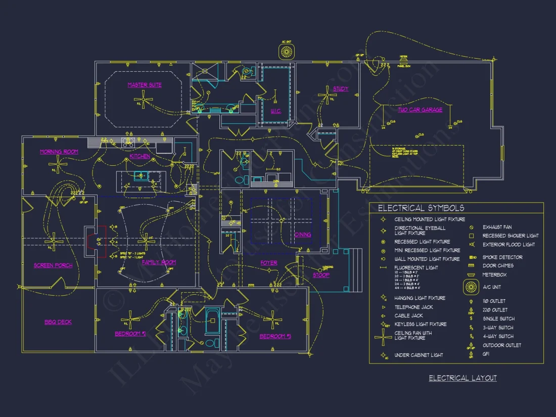 Craftsman house Plan CAD Blueprint with Spacious Floor Designs