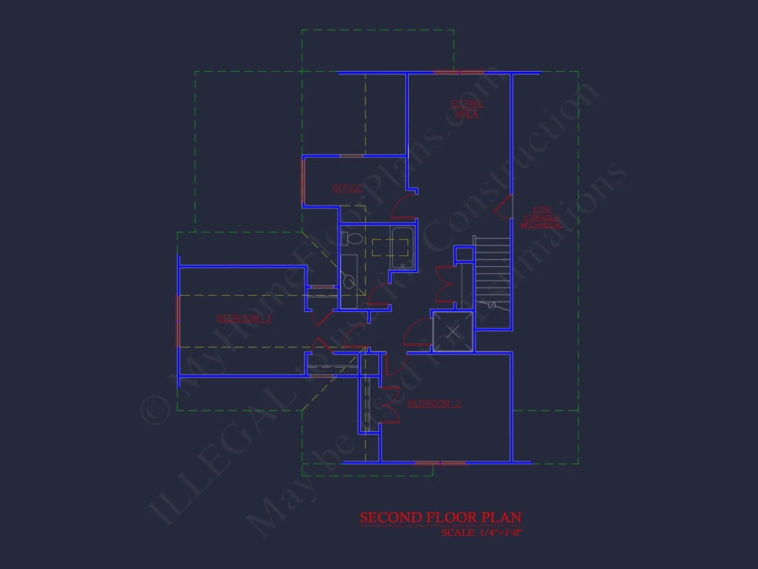 Coastal Beach House Floor Plan with 2.5 Stories and CAD Design