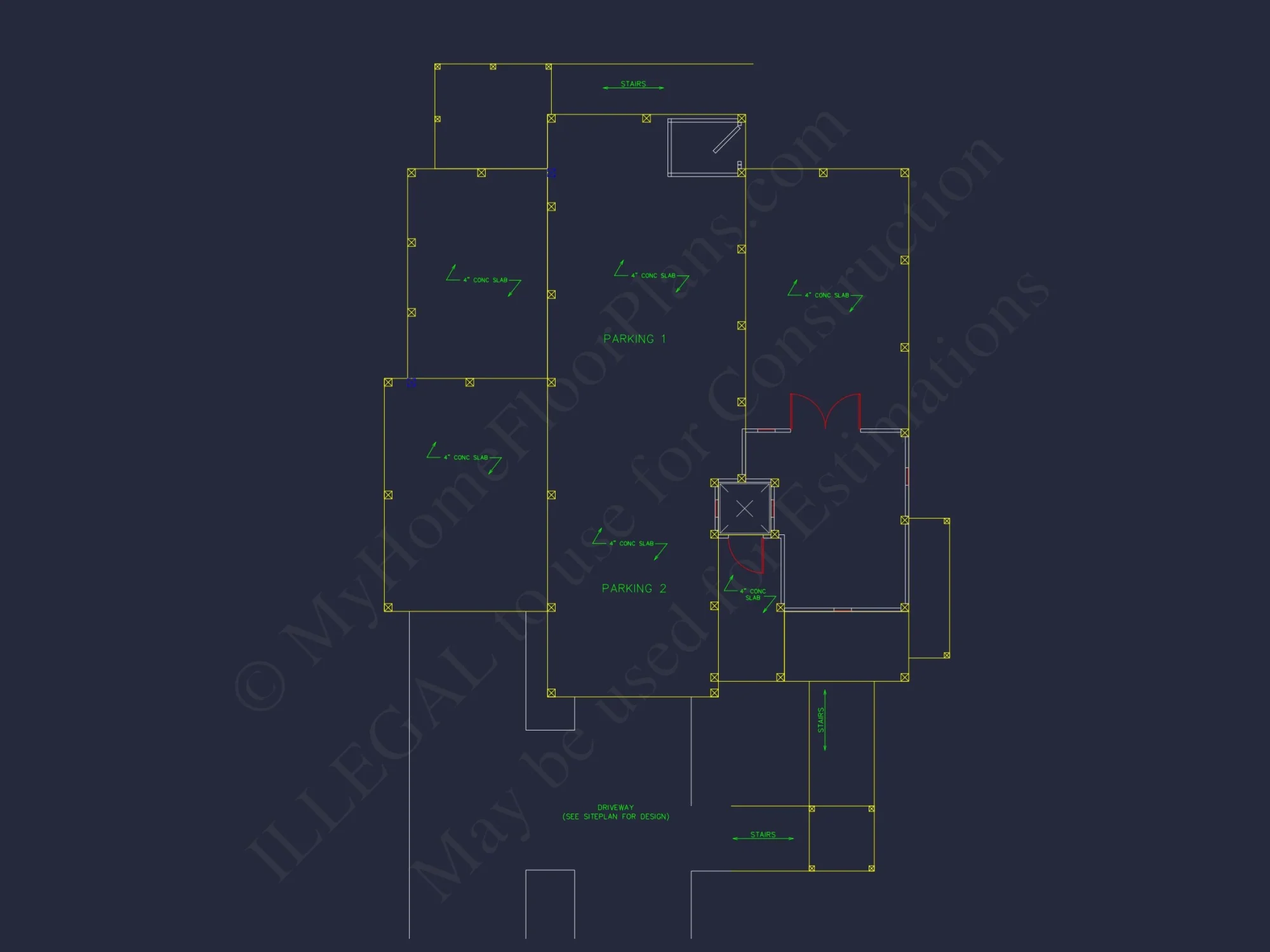 Coastal Beach House Floor Plan with 2.5 Stories and CAD Design