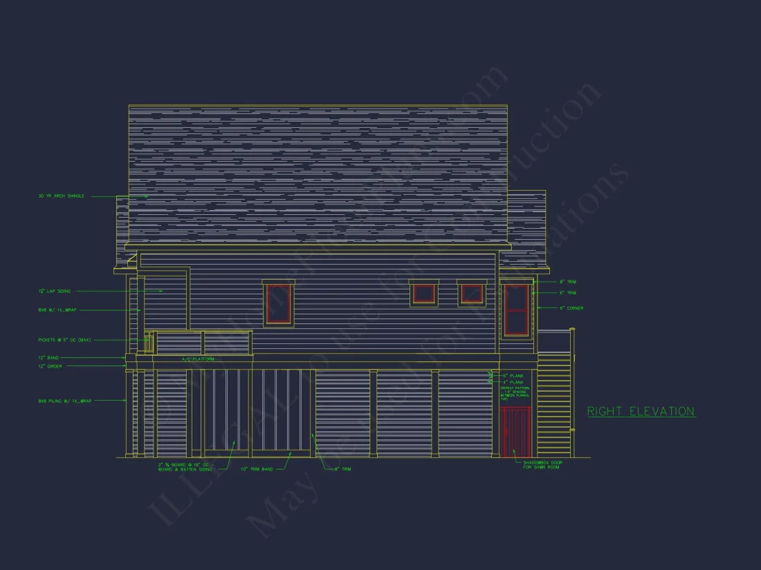 Coastal Beach House Floor Plan with 2.5 Stories and CAD Design