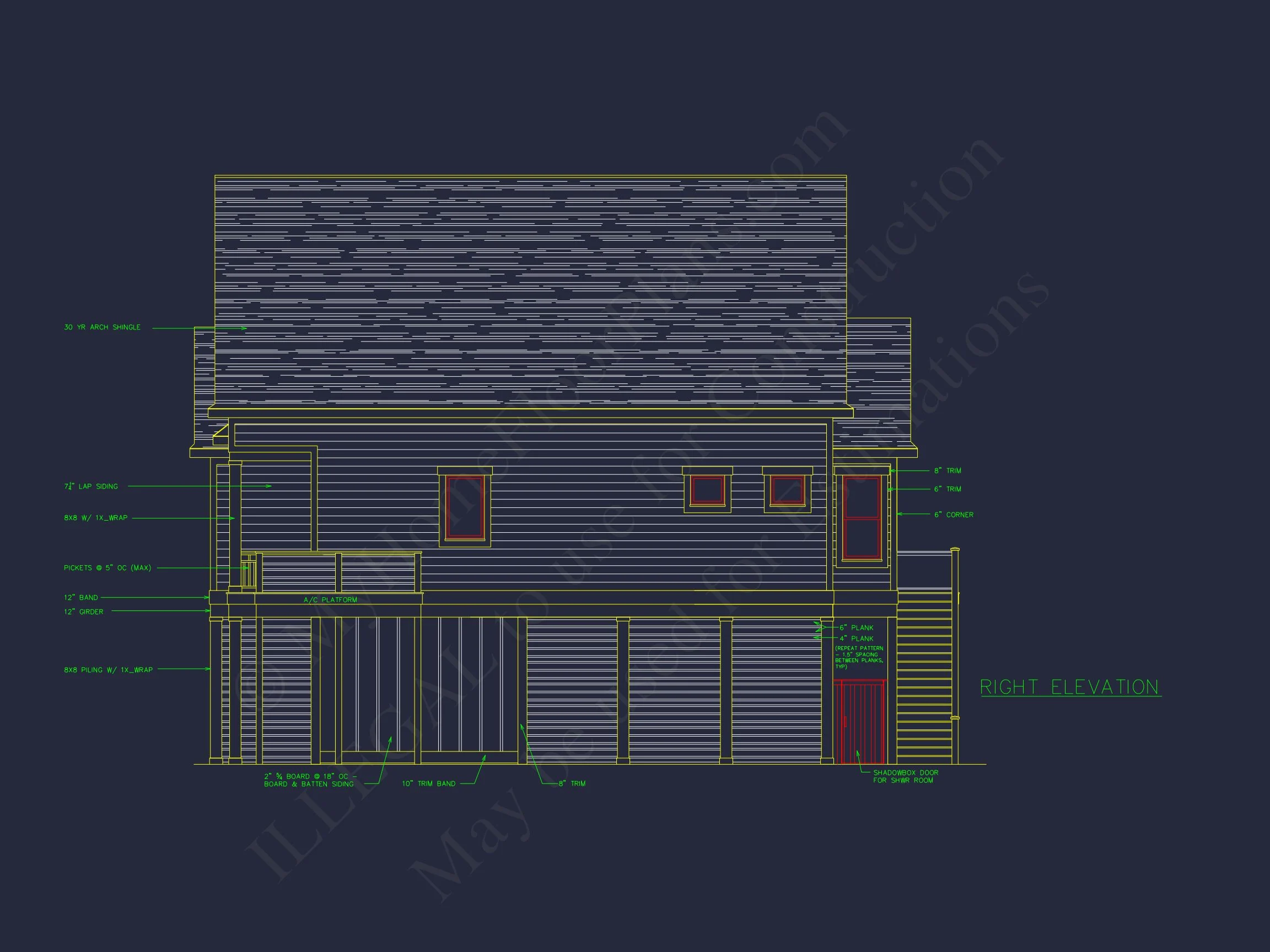 Coastal Beach House Floor Plan with 2.5 Stories and CAD Design