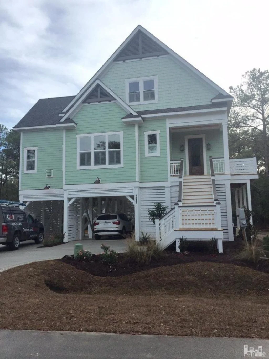 Coastal Beach House Floor Plan with 2.5 Stories and CAD Design