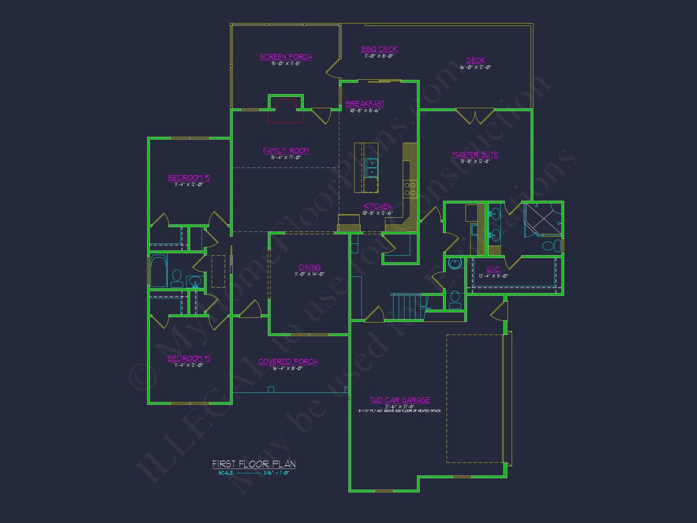 Craftsman house Floor Plan with Bonus Room and Open Design