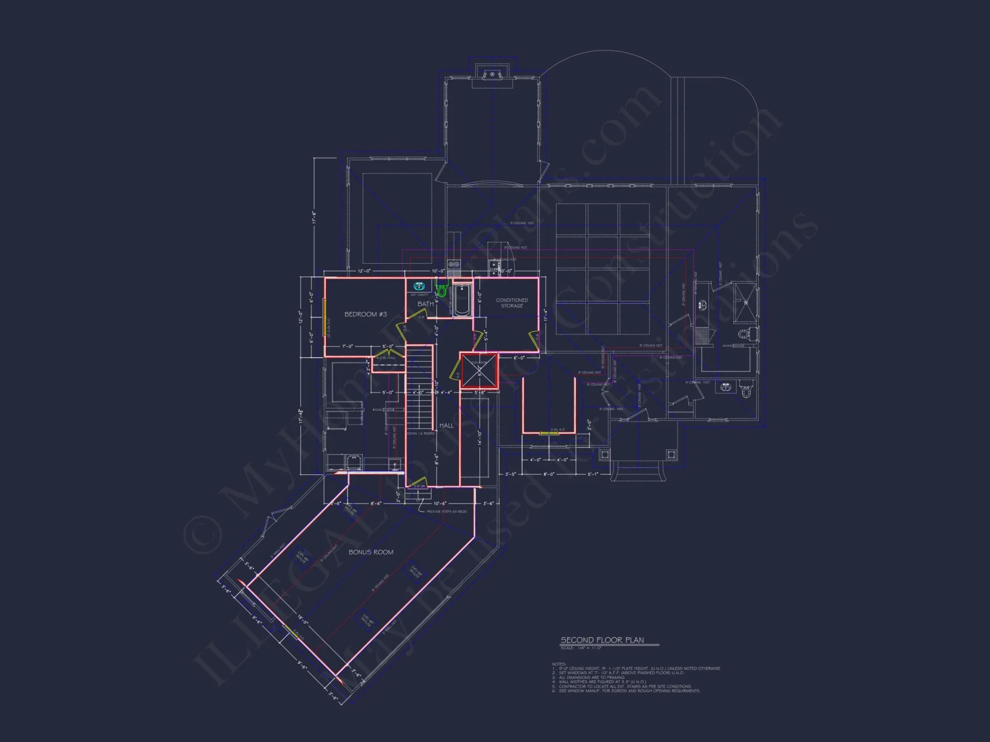 Traditional Country house Floor Plan: 3939 Heated Sq. Ft.