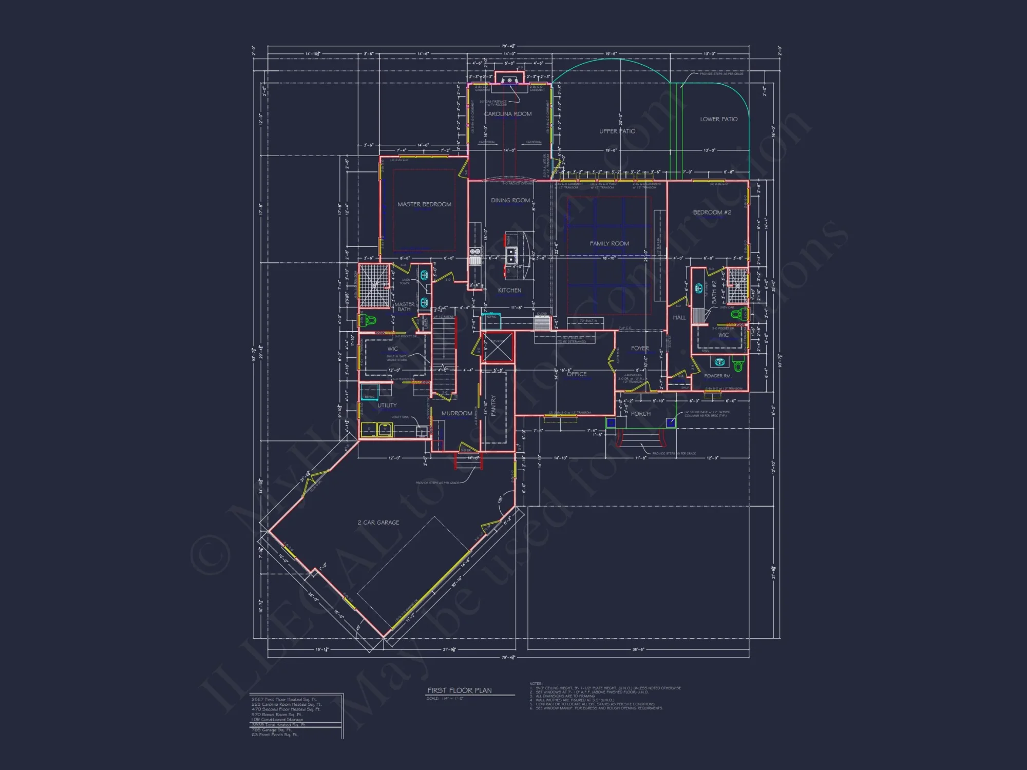 Traditional Country house Floor Plan: 3939 Heated Sq. Ft.