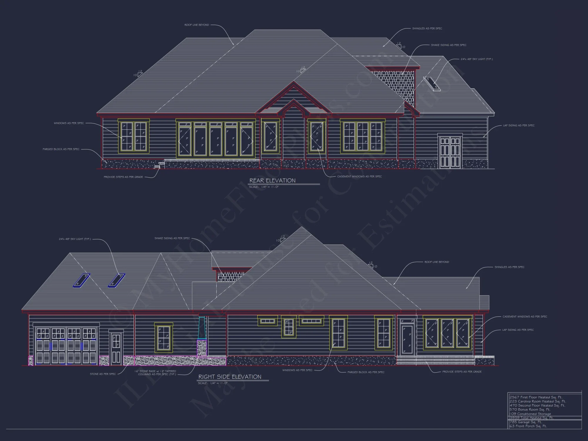 Traditional Country house Floor Plan: 3939 Heated Sq. Ft.