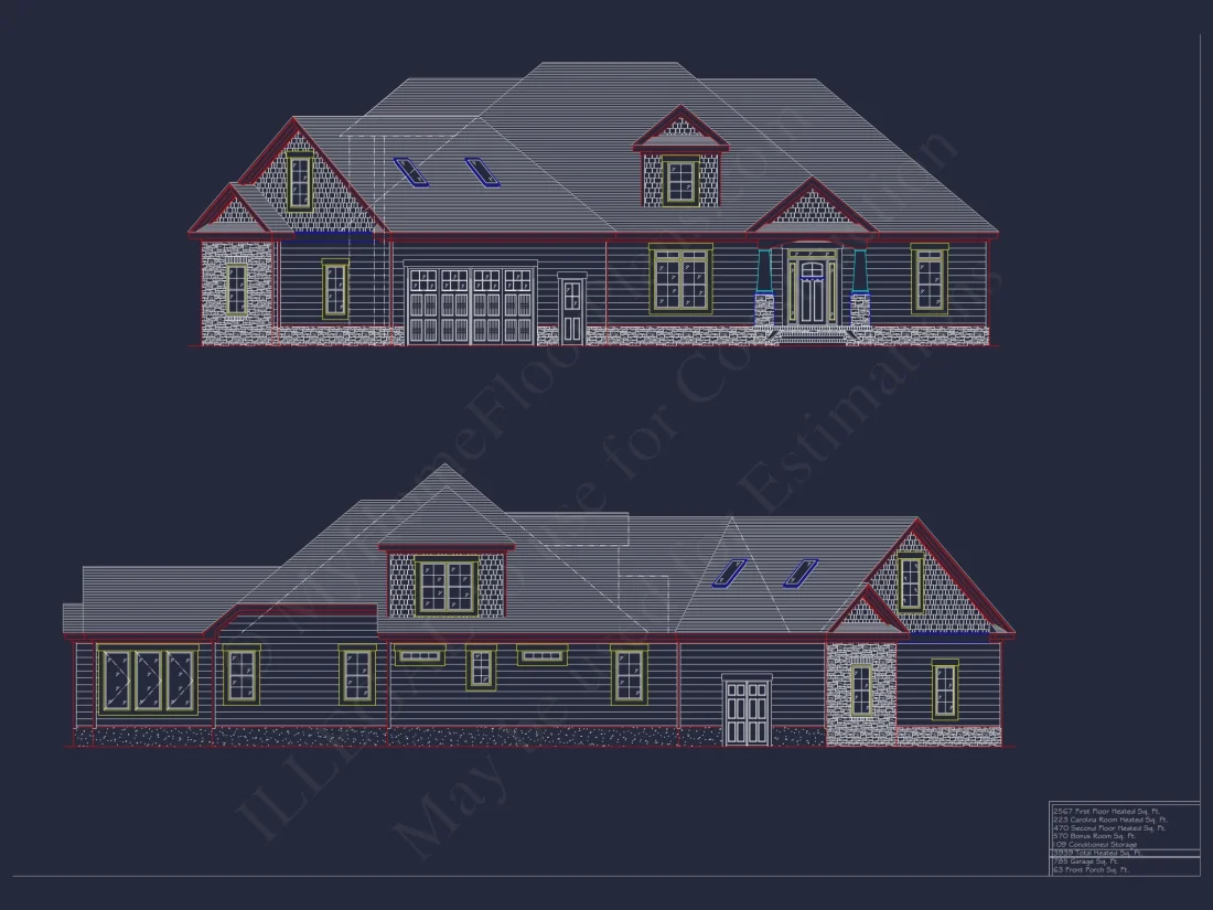 Traditional Country house Floor Plan: 3939 Heated Sq. Ft.