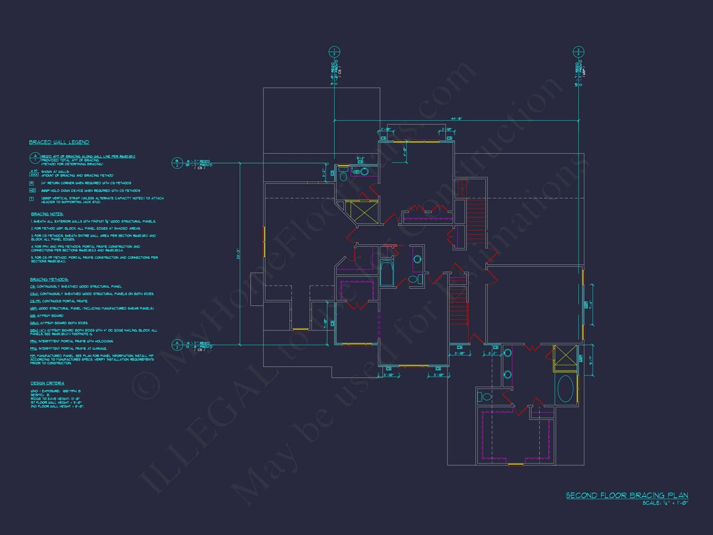 house Floor Plan Blueprint with CAD Designs for 2-story House