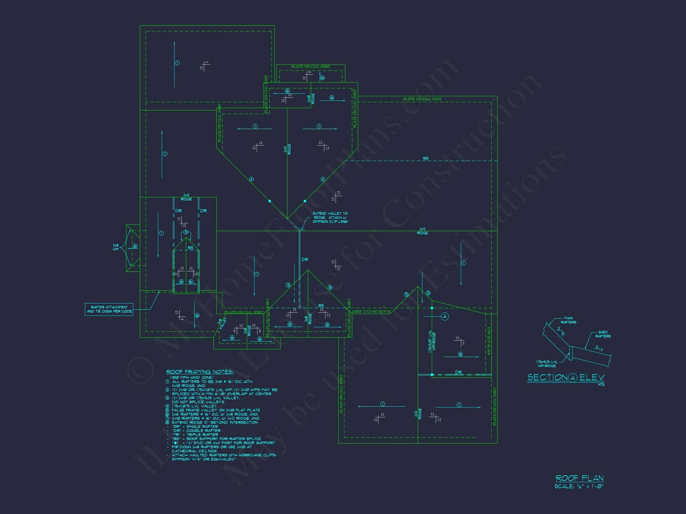 house Floor Plan Blueprint with CAD Designs for 2-story House