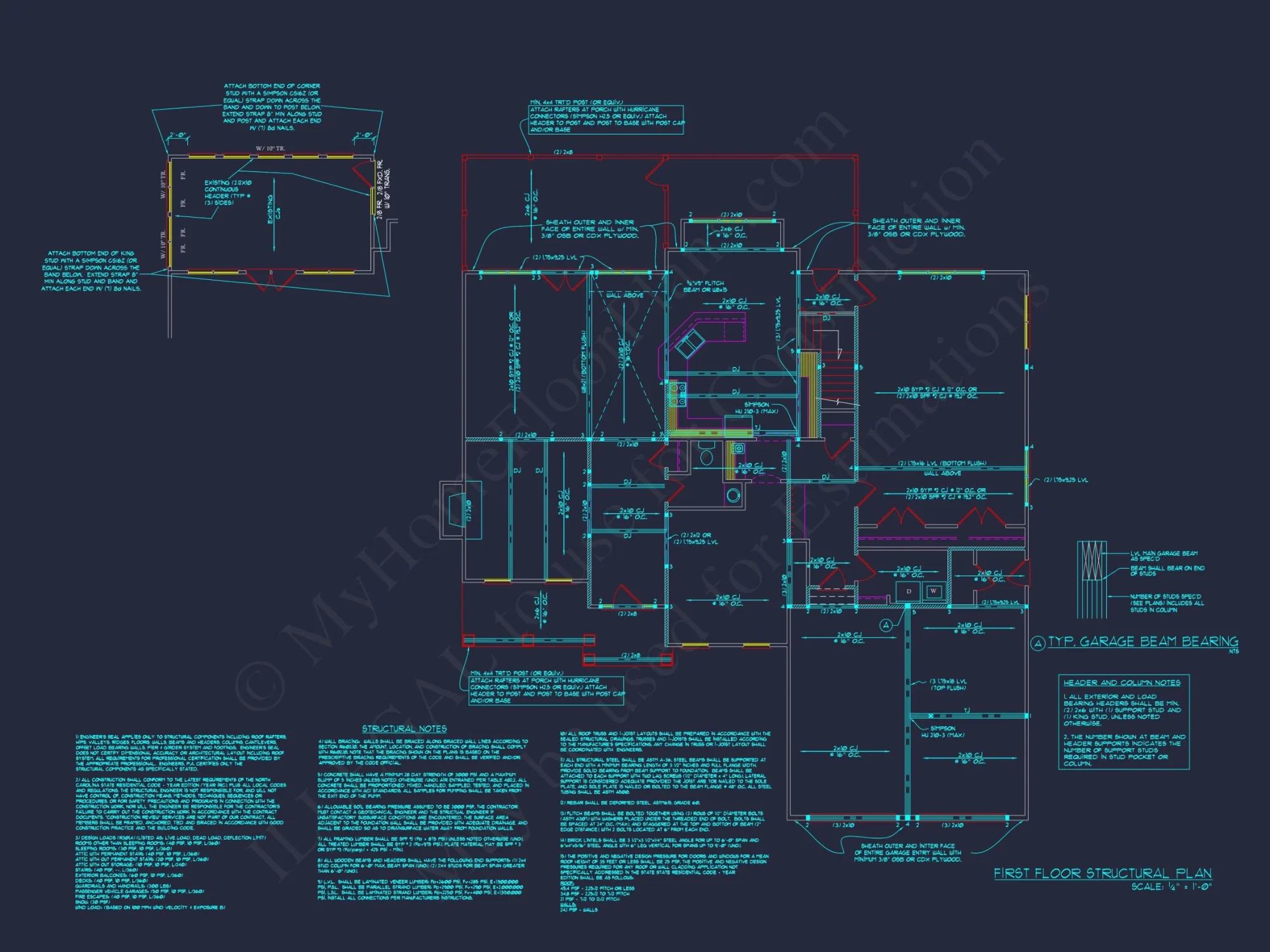 house Floor Plan Blueprint with CAD Designs for 2-story House