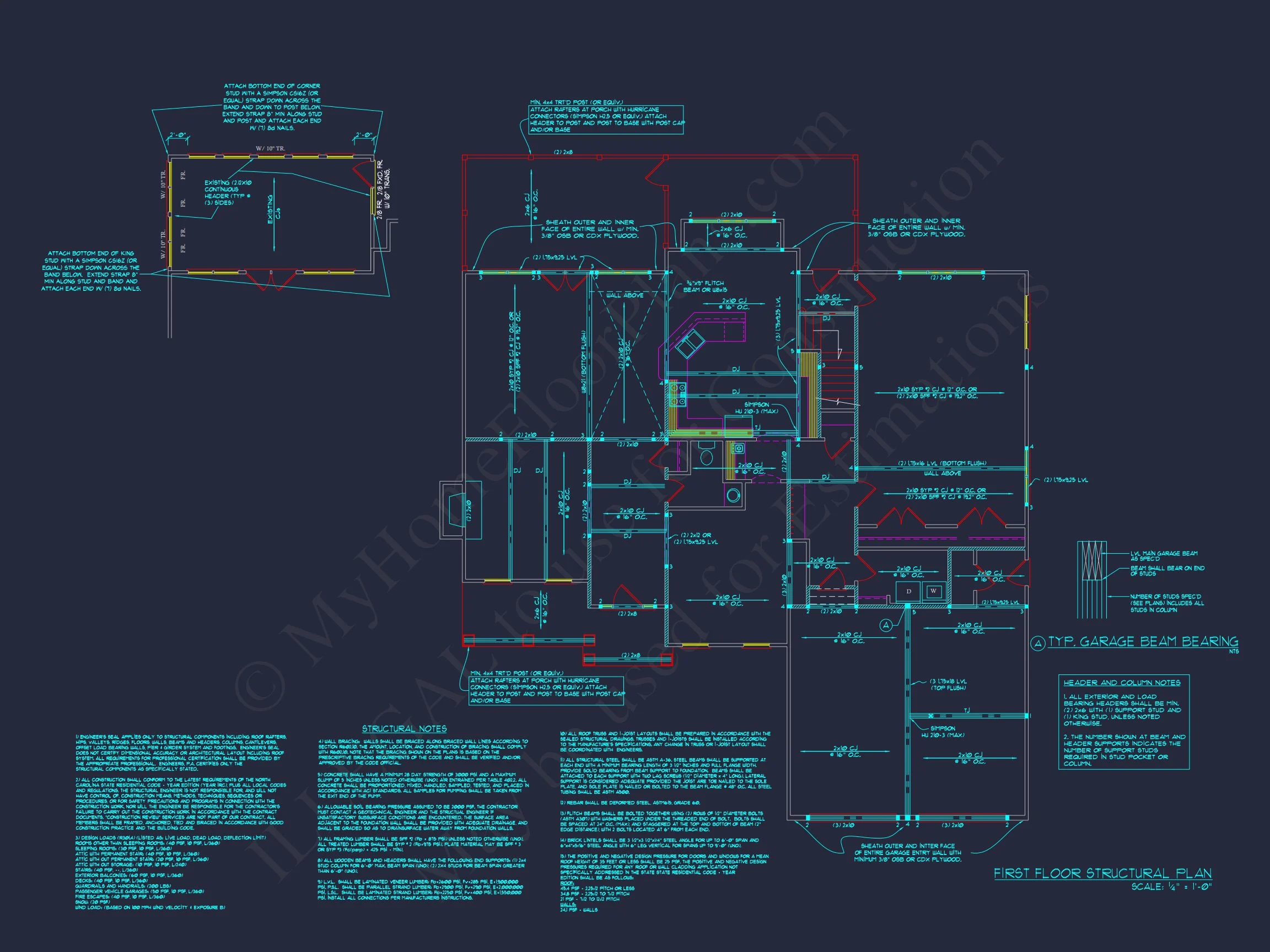 house Floor Plan Blueprint with CAD Designs for 2-story House