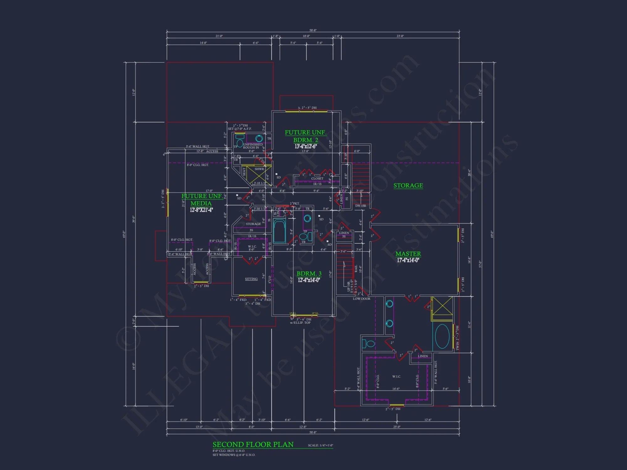 house Floor Plan Blueprint with CAD Designs for 2-story House
