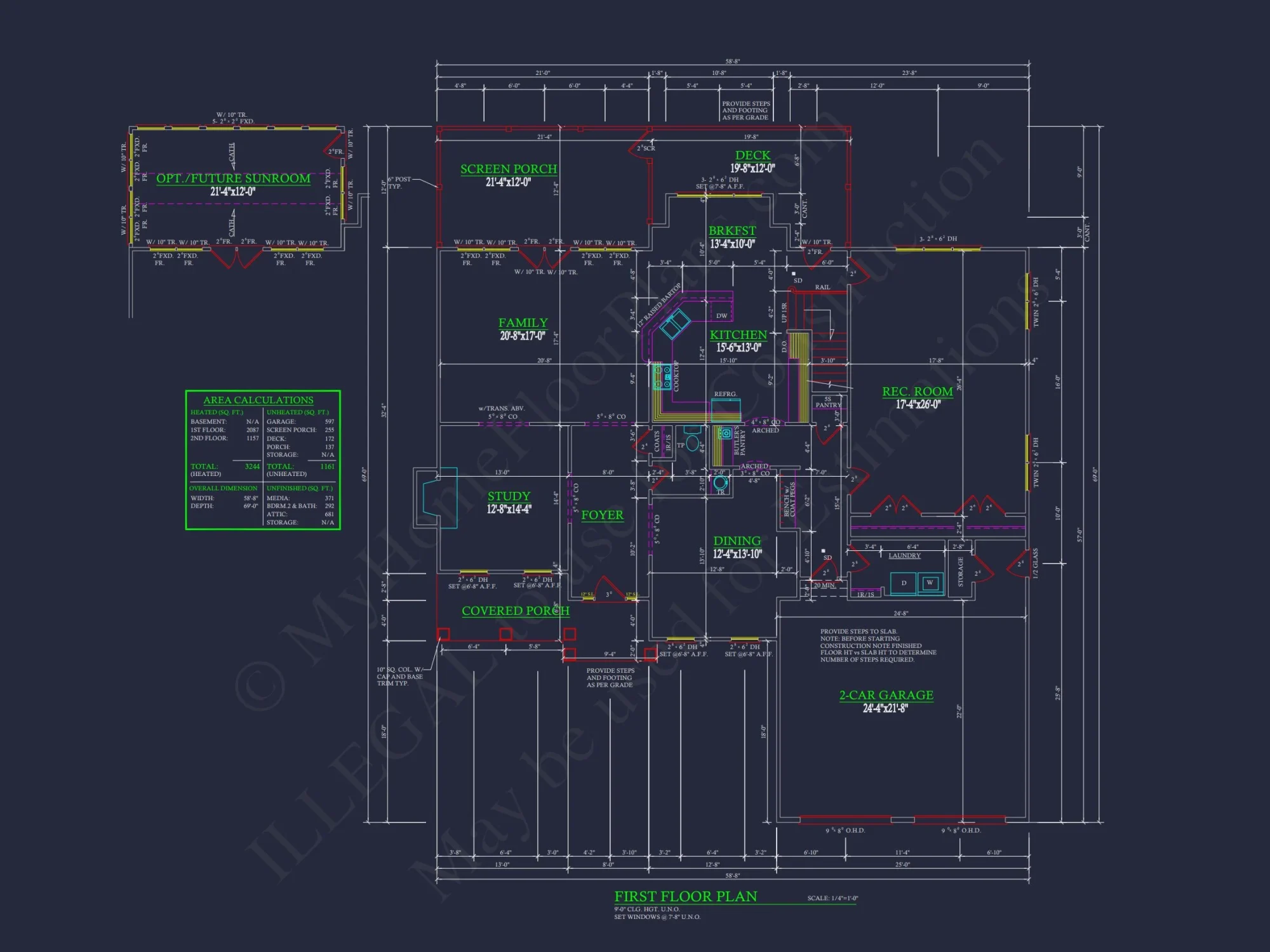 house Floor Plan Blueprint with CAD Designs for 2-story House